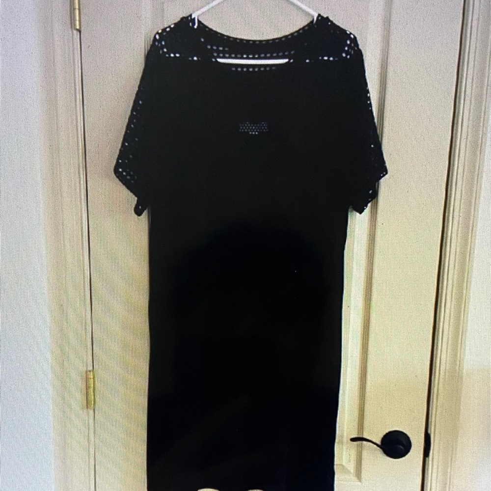 Michael Kors Black Knit Short-Sleeve Midi Dress